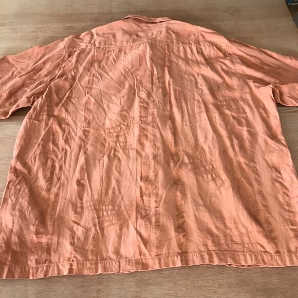 Caribbean Pineapple Shirt Men XXL Salmon Pink Floral Button Up Silk Cotton 17178 - Picture 2 of 12